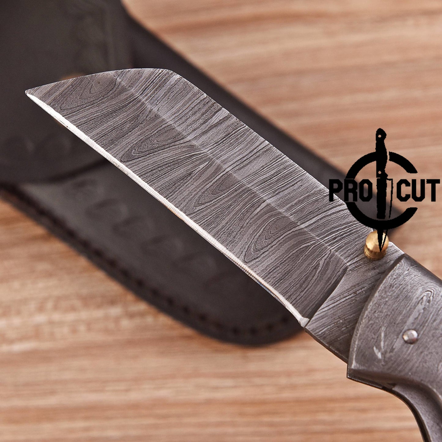 Pro Cut Handmade Tanto Blade EDC Pocket Knife with Mosaic Wood Handle