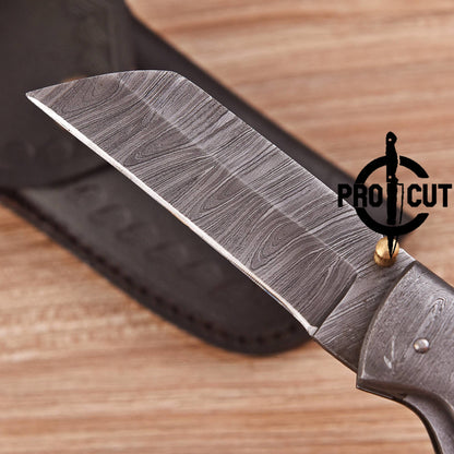 Pro Cut Handmade Tanto Blade EDC Pocket Knife with Mosaic Wood Handle