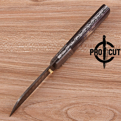 Pro Cut Tanto Style Damascus Steel Foldable EDC Pocket Knife for Every Carry Utility Tasks