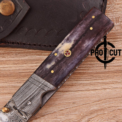 Pro Cut Tanto Style Damascus Steel Foldable EDC Pocket Knife for Every Carry Utility Tasks