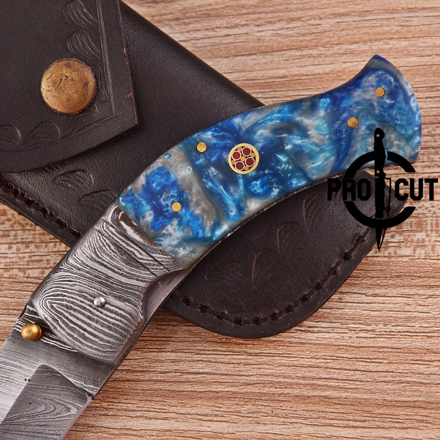 Pro Cut Handmade Damascus Steel Every Day Carry Folding Pocket Knife