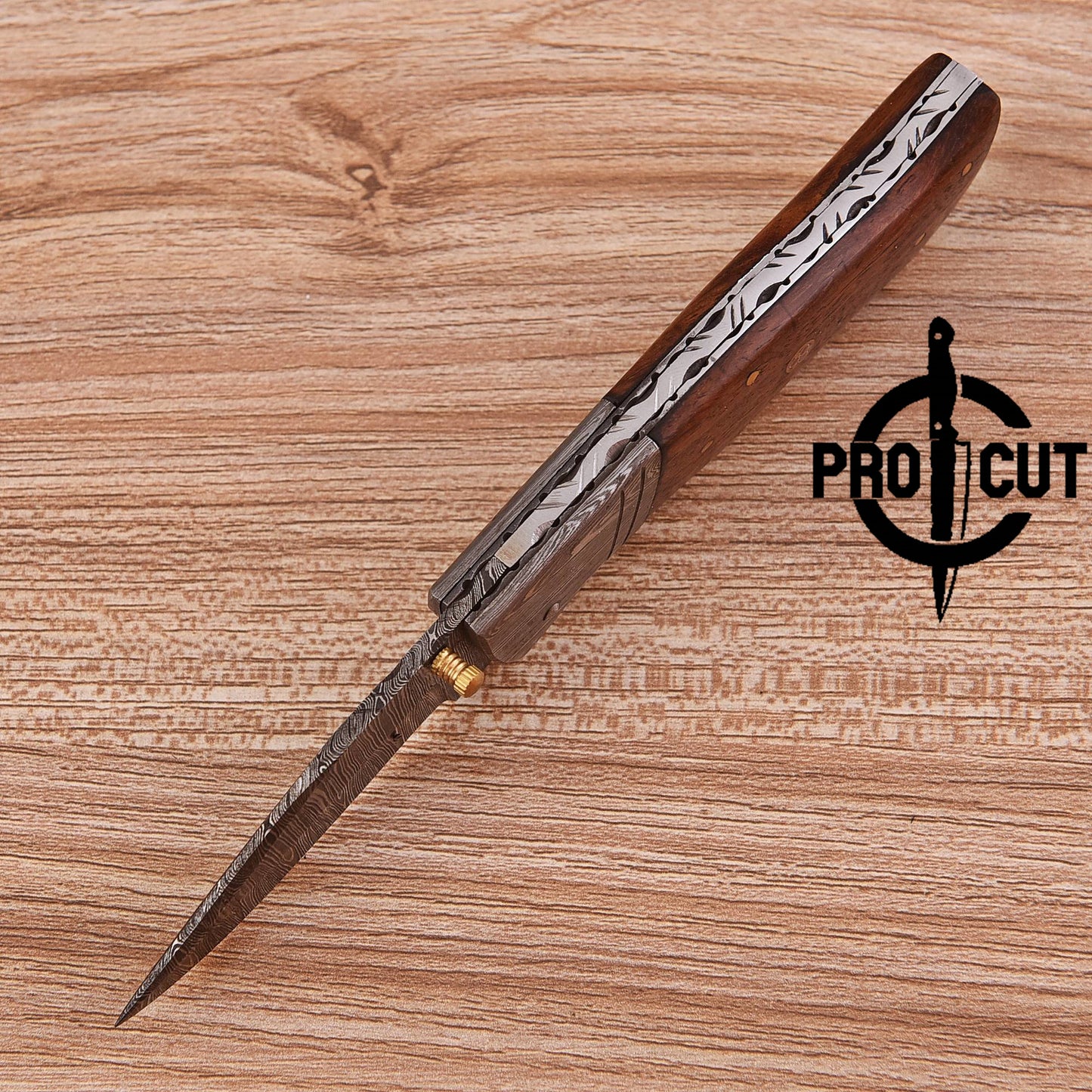 Pro Cut Handmade Damascus Steel Foldable Every Day Carry knife with Rosewood Handle