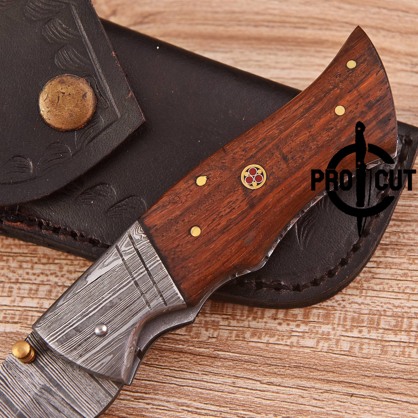Pro Cut Handmade Damascus Steel Foldable Every Day Carry knife with Rosewood Handle