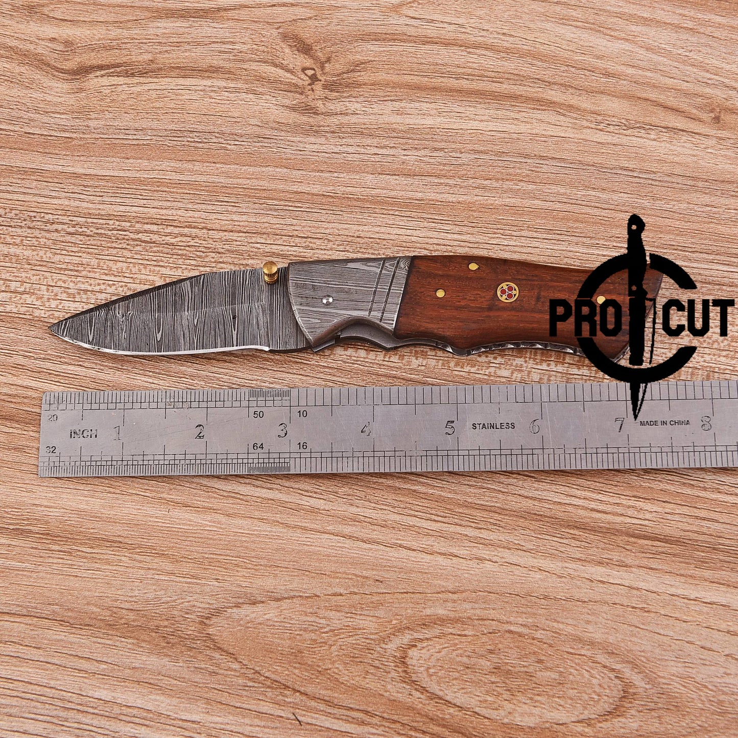 Pro Cut Handmade Damascus Steel Foldable Every Day Carry knife with Rosewood Handle