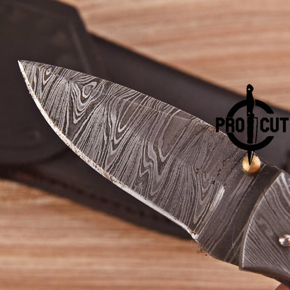 Pro Cut Damascus Steel Folding Knife Camping | Pro Cut Collectible EDC