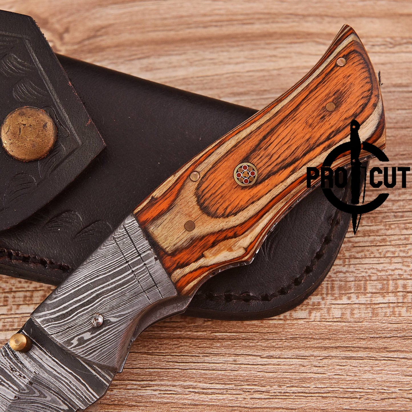 Pro Cut Damascus Steel Folding Knife Camping | Pro Cut Collectible EDC