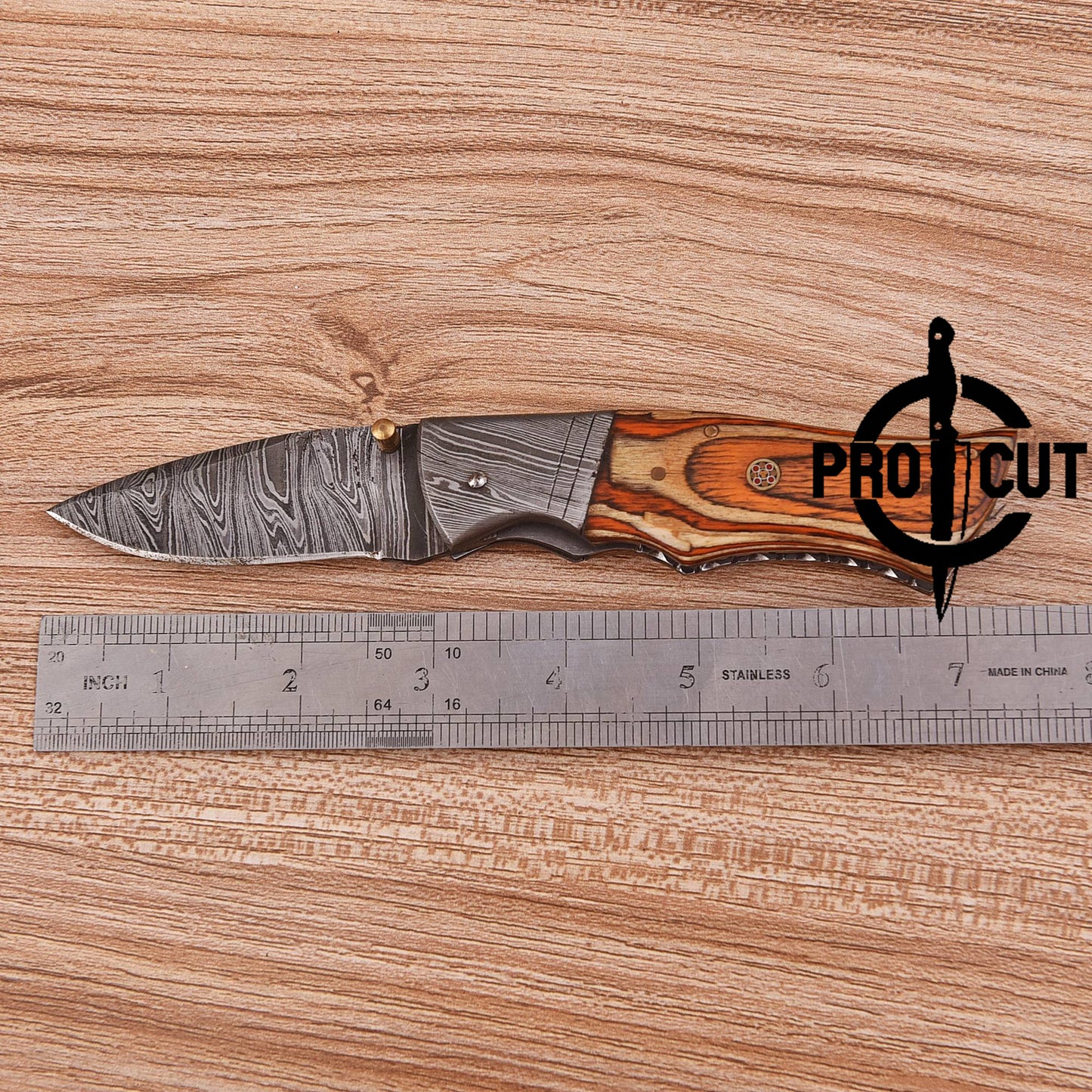 Pro Cut Damascus Steel Folding Knife Camping | Pro Cut Collectible EDC