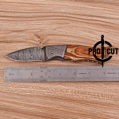 Pro Cut Damascus Steel Folding Knife Camping | Pro Cut Collectible EDC