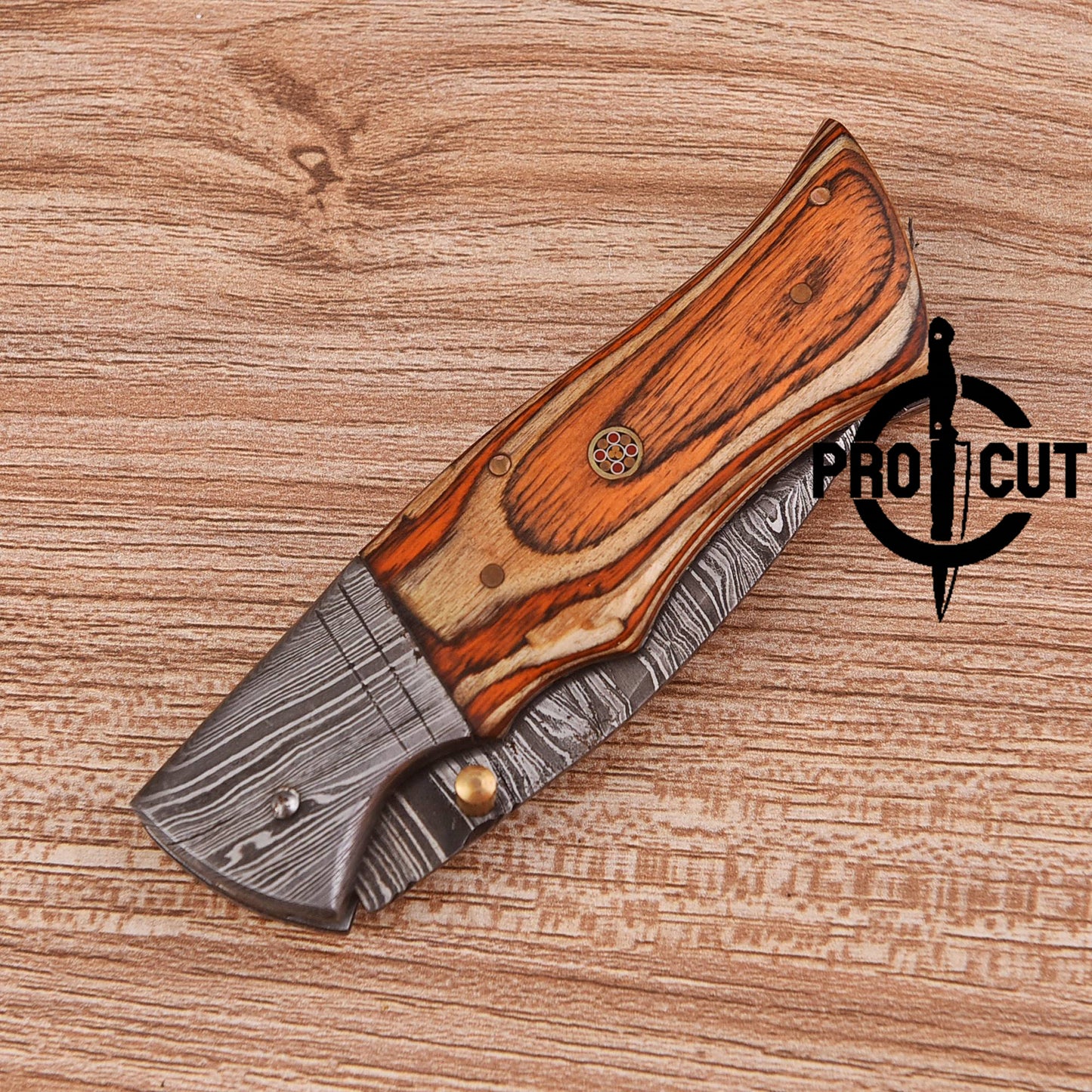 Pro Cut Damascus Steel Folding Knife Camping | Pro Cut Collectible EDC