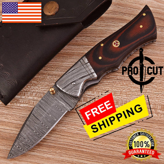 Pro Cut Outdoor Folding Knife | Durable Damascus Steel Blade
