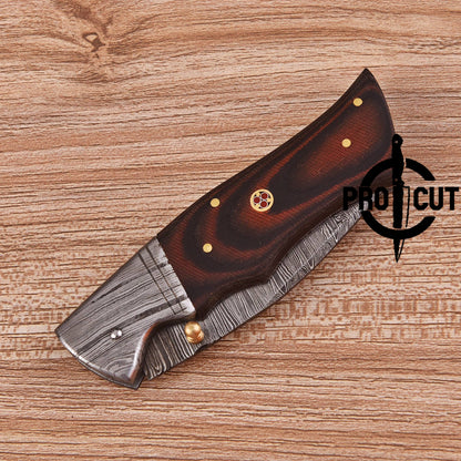 Pro Cut Outdoor Folding Knife | Durable Damascus Steel Blade