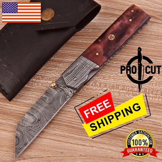 Pro Cut Outdoor Folding Knife | Durable Damascus Steel Blade