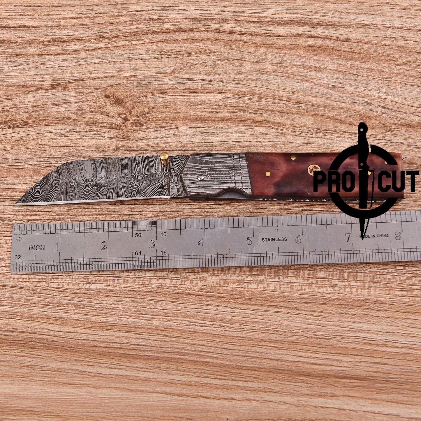 Pro Cut Outdoor Folding Knife | Durable Damascus Steel Blade