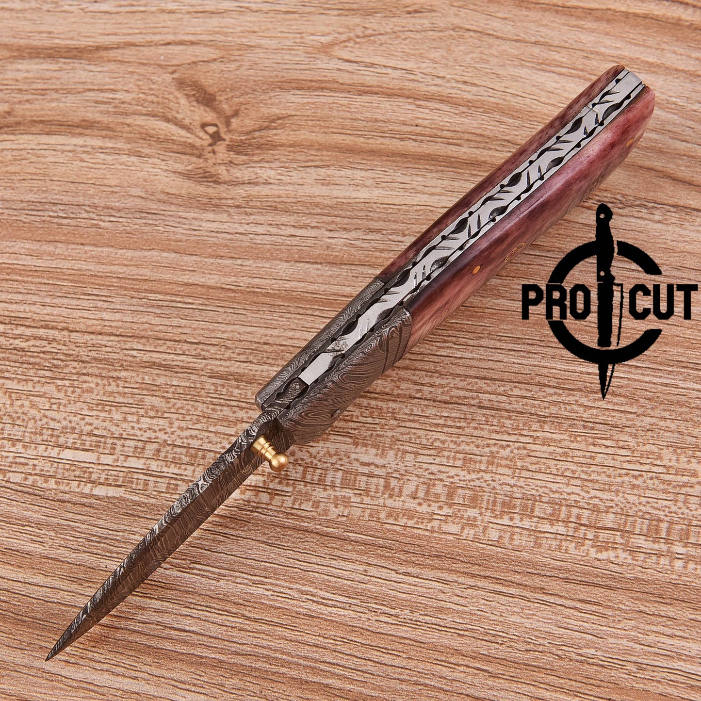 Lightweight Damascus Folding Knife | Pro Cut Everyday Carry with Camel Bone