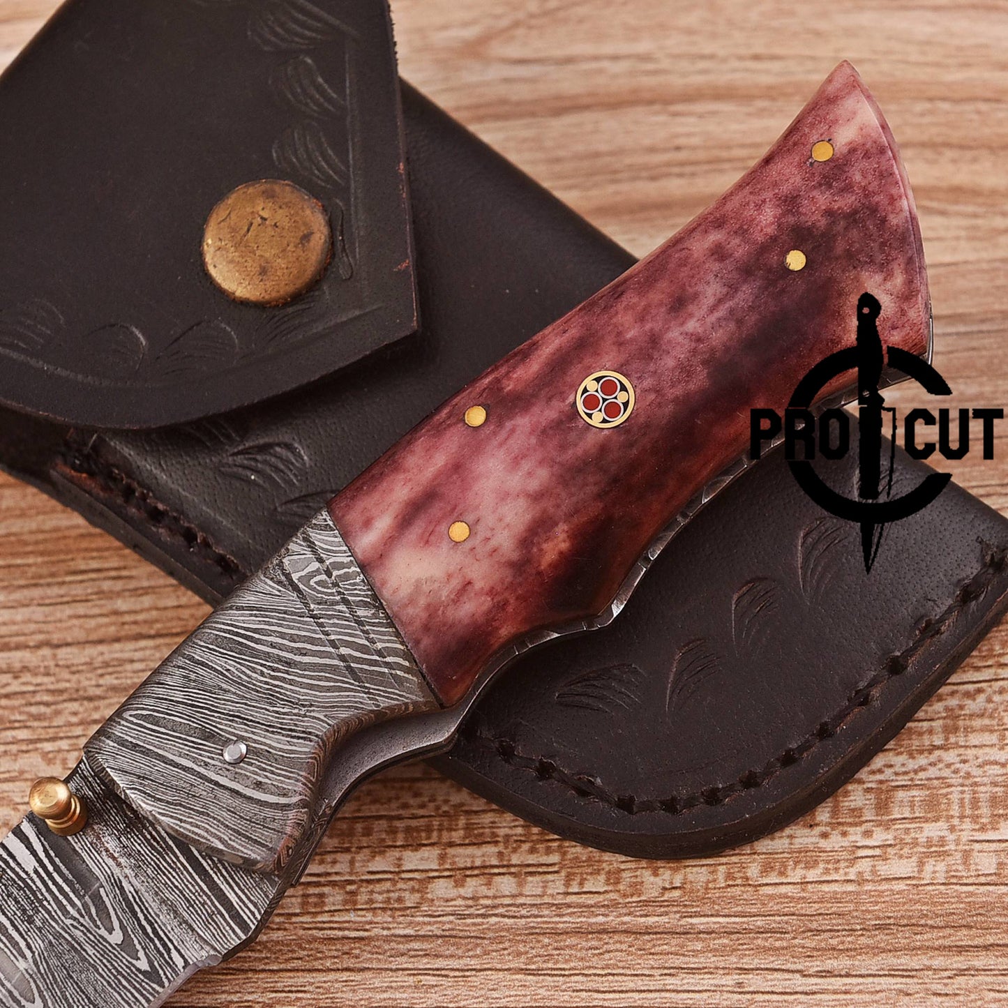 Lightweight Damascus Folding Knife | Pro Cut Everyday Carry with Camel Bone