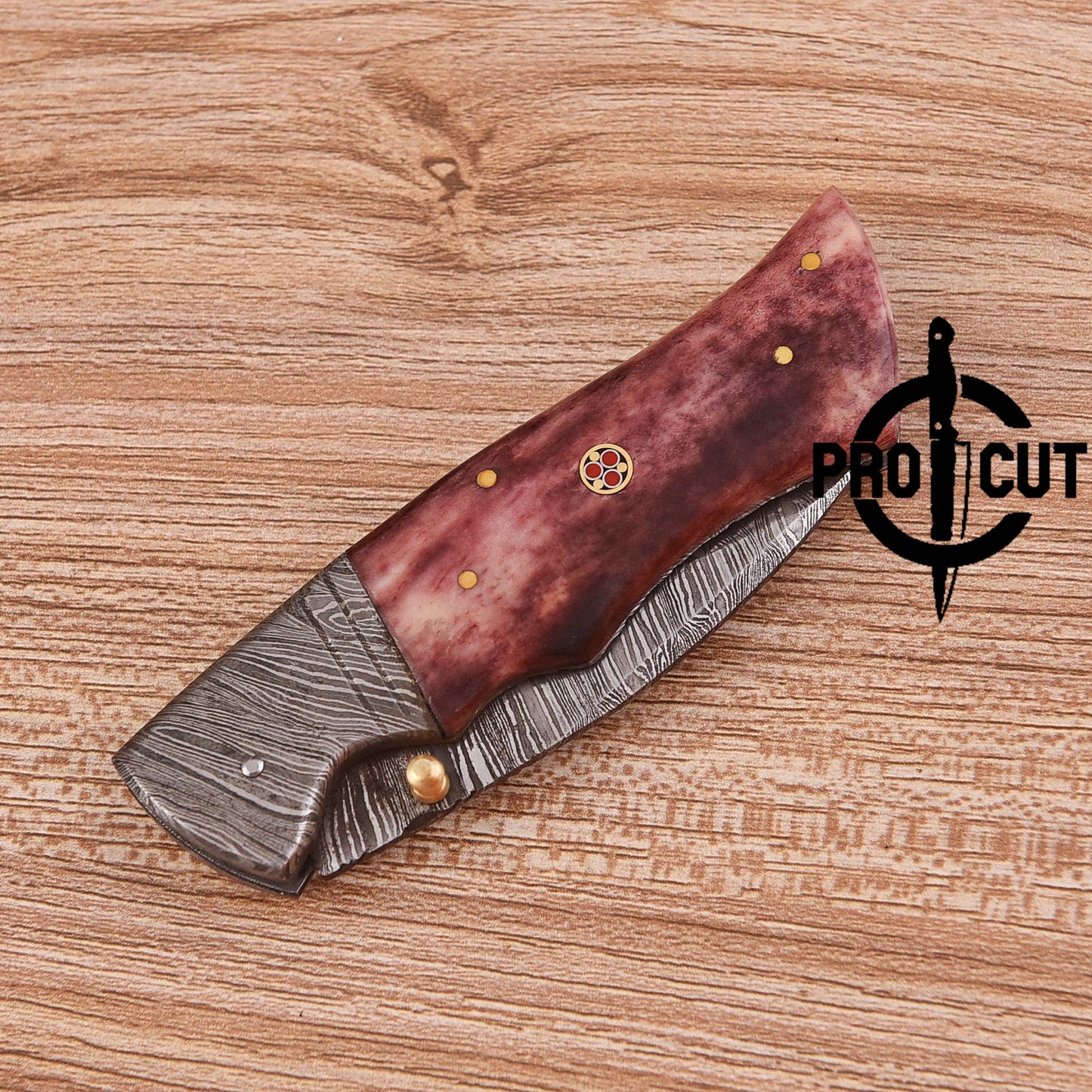 Lightweight Damascus Folding Knife | Pro Cut Everyday Carry with Camel Bone
