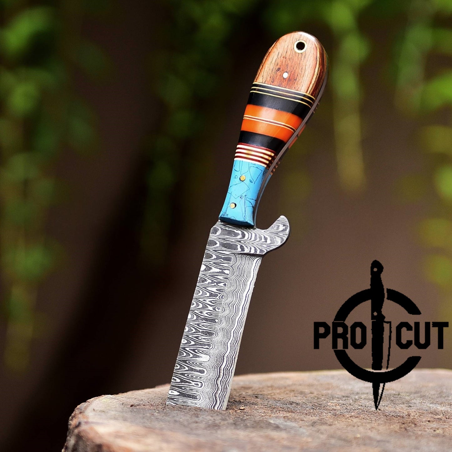 Pro Cut Handmade Cowboy Rasp Bull Cutter Knife with Horizontal Carry Sheath