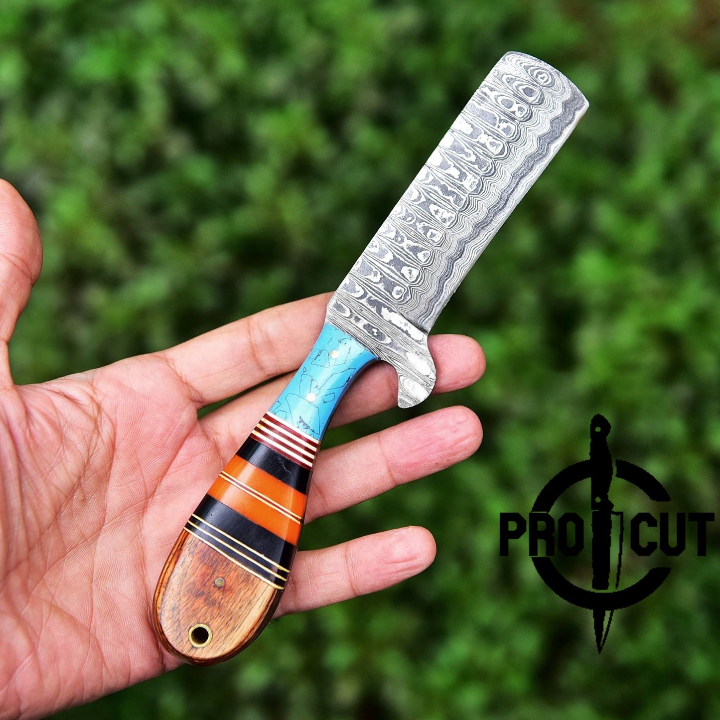 Pro Cut Handmade Cowboy Rasp Bull Cutter Knife with Horizontal Carry Sheath