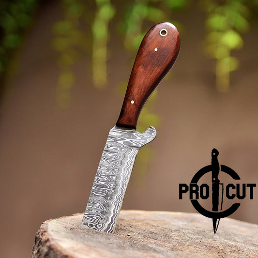 Pro Cut Handmade Cowboy Bull Cutter Knife with Horizontal Carry Pancake Sheath