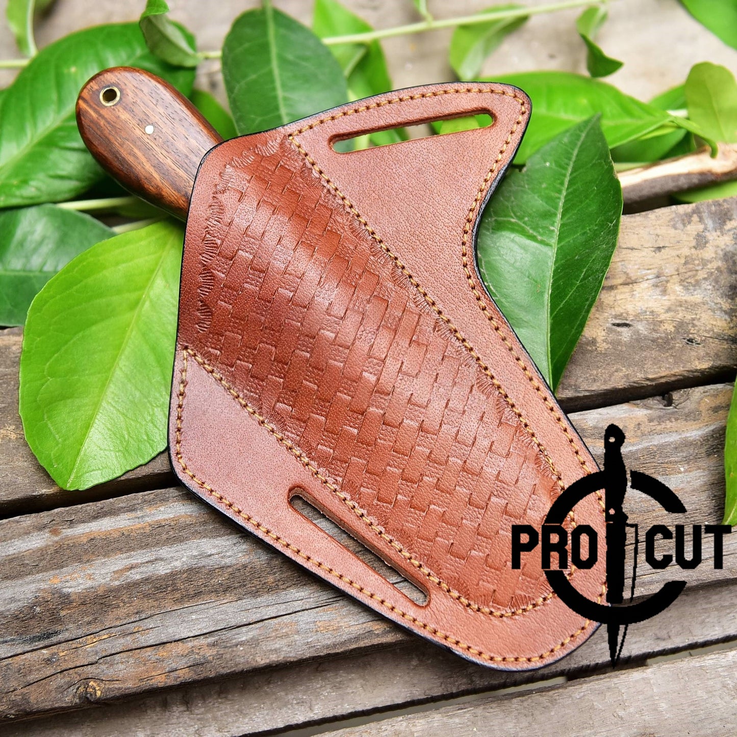 Pro Cut Handmade Cowboy Bull Cutter Knife with Horizontal Carry Pancake Sheath