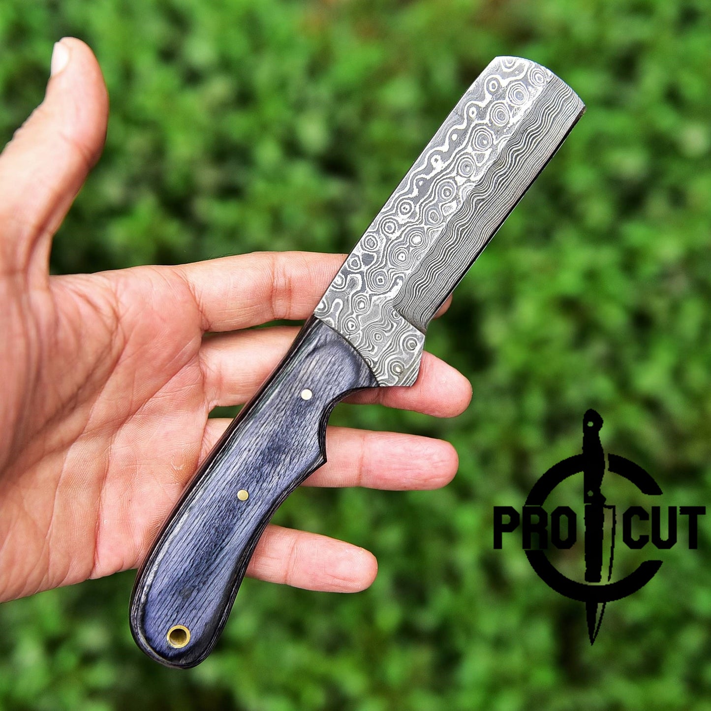 Pro Cut Damascus Steel Cowboy Bull Cutter with Black Stabilized Wood Handle, Cowboy Rasp Knives