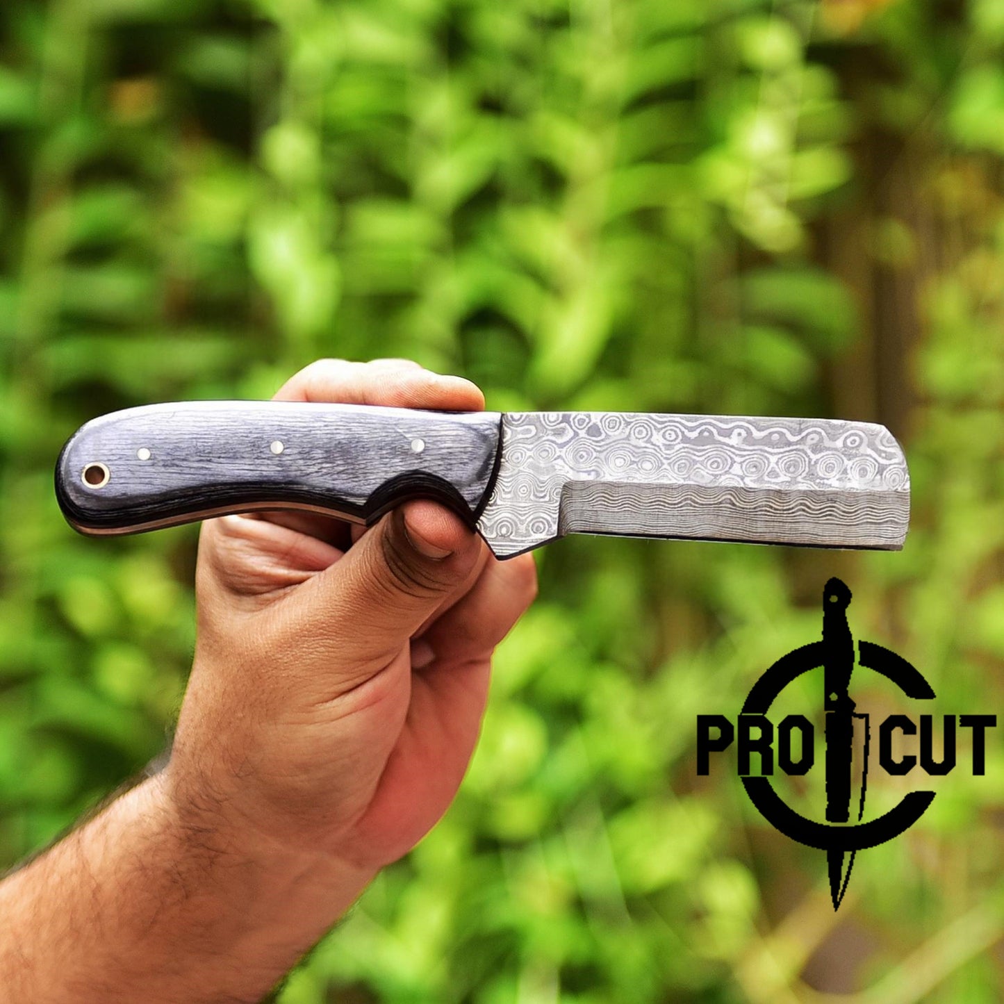 Pro Cut Damascus Steel Cowboy Bull Cutter with Black Stabilized Wood Handle, Cowboy Rasp Knives