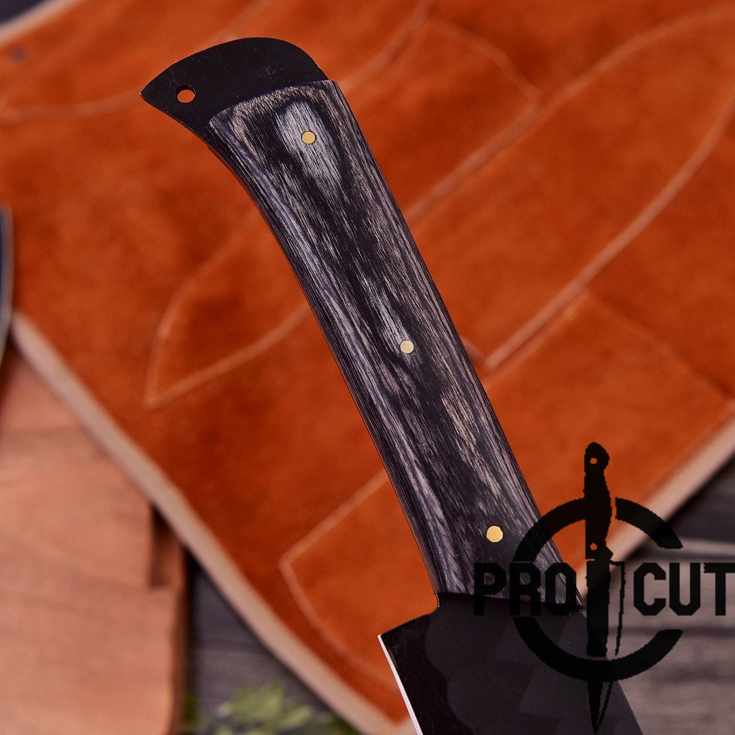 Pro Cut Obsidian Cut - Handmade Stainless Steel Kitchen Knife Set with Black Wood Handle