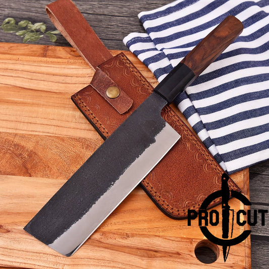 Pro Cut Premium Handmade Stainless Steel Nakiri Japanese Chef Knife, Slicer Knife, Meat Chopper Knife Gift For Men