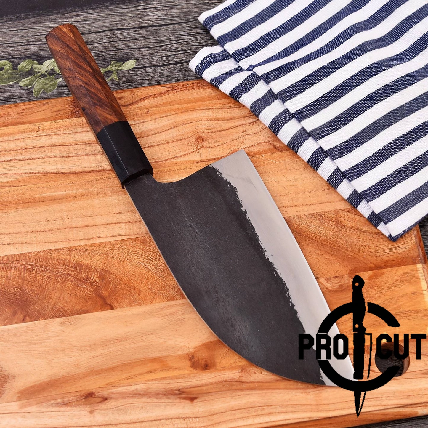 Pro Cut Hand Forged Stainless Steel Premium Serbian Cleaver Knife, Meat & Vegetable Chopper