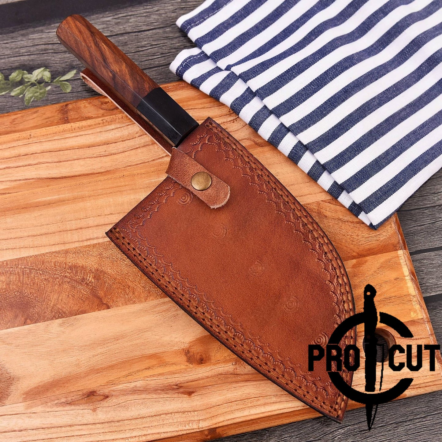 Pro Cut Hand Forged Stainless Steel Premium Serbian Cleaver Knife, Meat & Vegetable Chopper