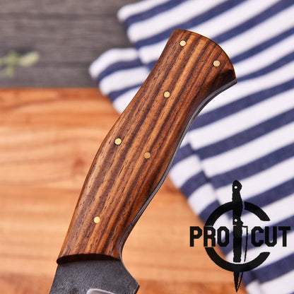 Pro Cut Handmade Stainless Steel Drop Point Hunting Knife with Rosewood Handle, Outdoor Camping Knife