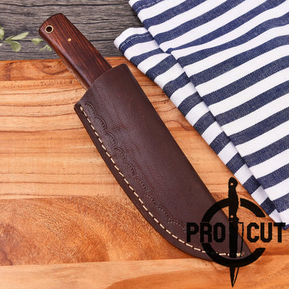 Pro Cut Stainless Steel Handmade Fixed Blade Hunting Knife with Rosewood Handle, Outdoor Camping Knife