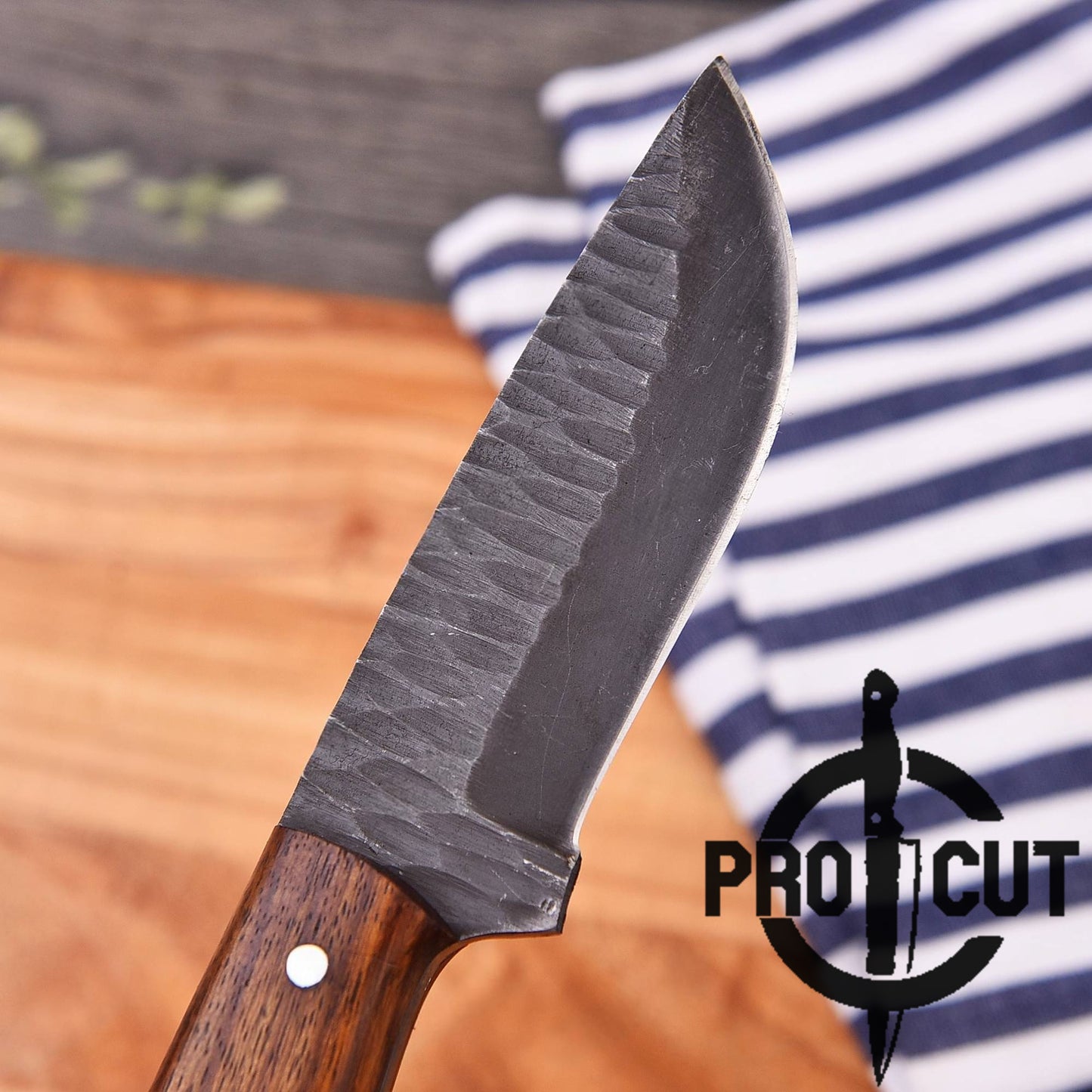 Pro Cut Acid Wash Handmade Hunting Knife with Rosewood Handle, Hand Forged Bushcraft Camping Knife