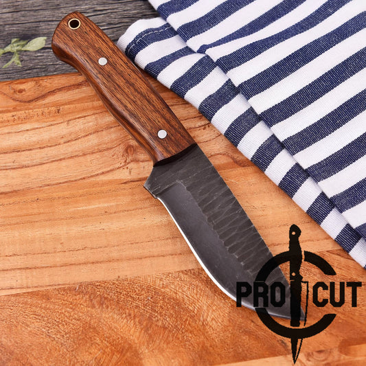 Pro Cut Acid Wash Handmade Hunting Knife with Rosewood Handle, Hand Forged Bushcraft Camping Knife