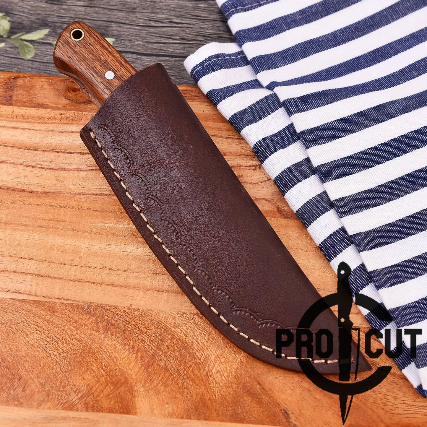 Pro Cut Acid Wash Handmade Hunting Knife with Rosewood Handle, Hand Forged Bushcraft Camping Knife