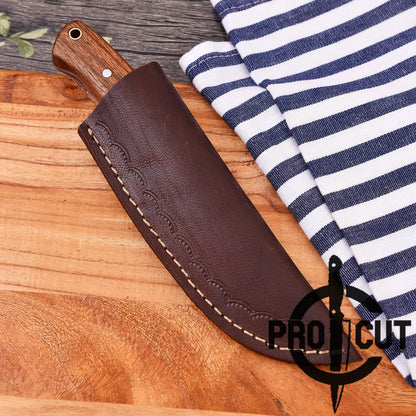 Pro Cut Acid Wash Handmade Hunting Knife with Rosewood Handle, Hand Forged Bushcraft Camping Knife