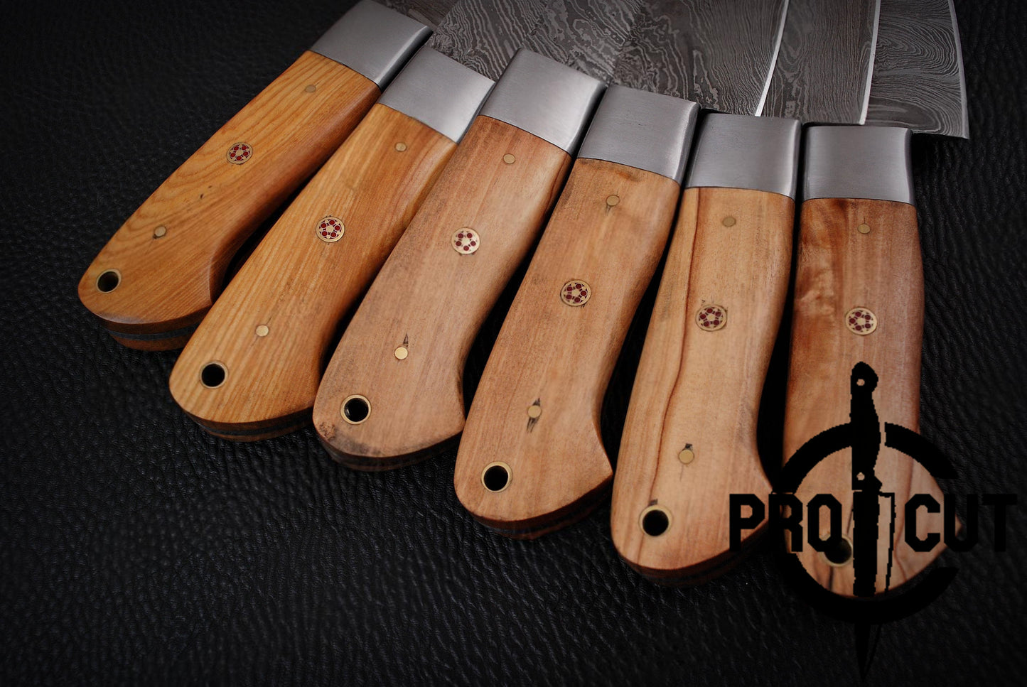 6 Pcs Handmade Damascus Steel Culinary Knives Set, Hand Forged BBQ Steak Knives