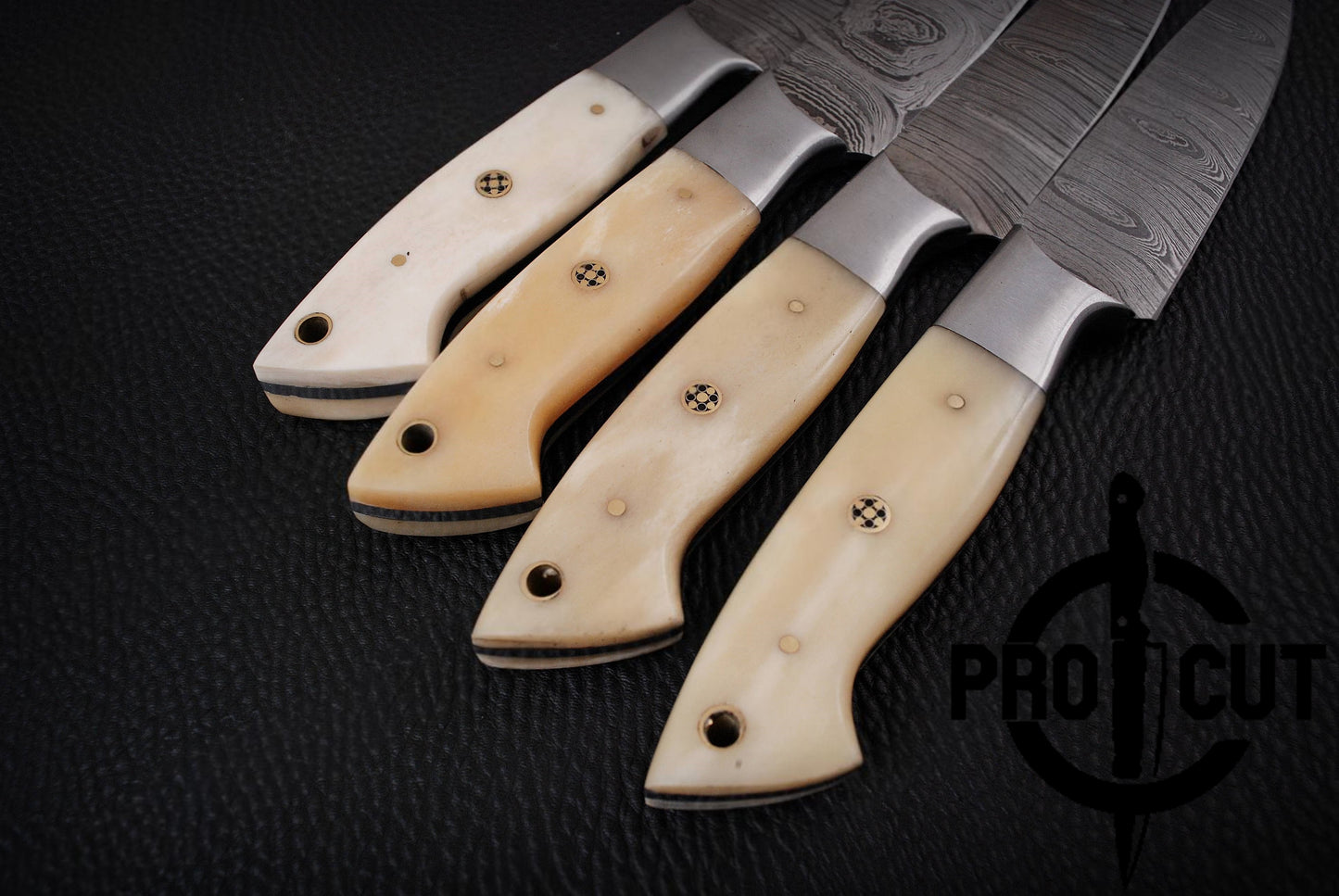 4 Pcs Hand Forged Damascus Steel Full Tang BBQ Steak Knives, Culinary Knives Set Gift for Men