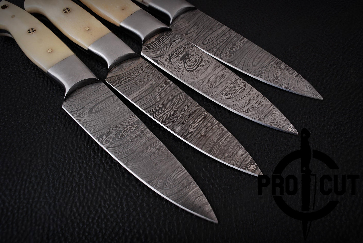 4 Pcs Hand Forged Damascus Steel Full Tang BBQ Steak Knives, Culinary Knives Set Gift for Men