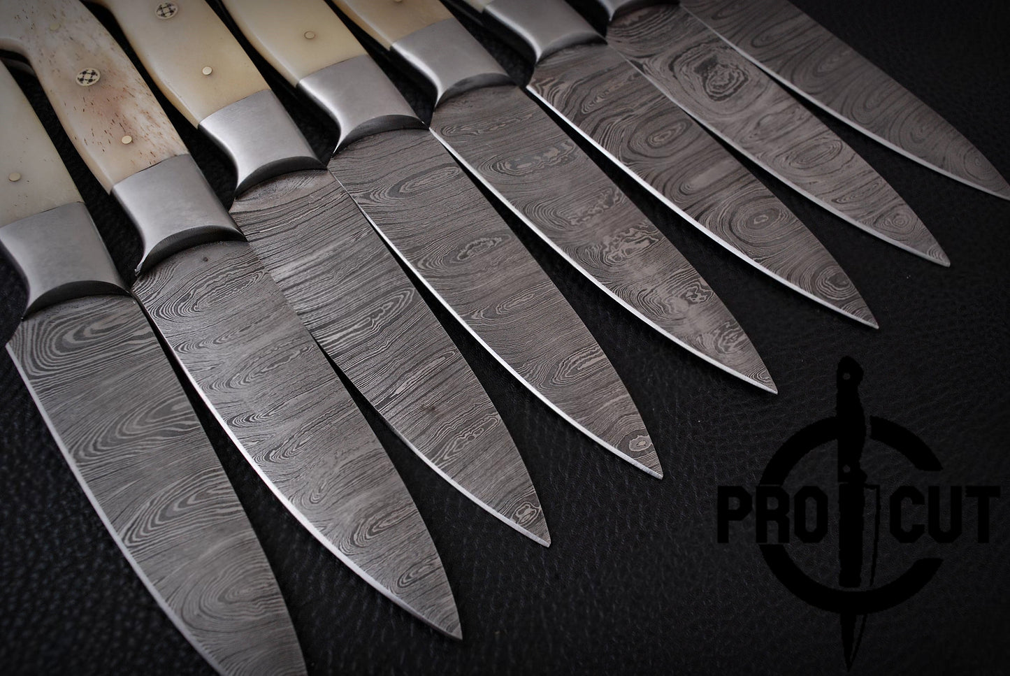 8 Pcs Hand Forged Damascus Steel Full Tang BBQ Steak Knives, Culinary Knives Set Gift for Men