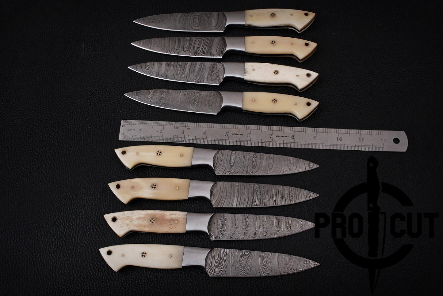 8 Pcs Hand Forged Damascus Steel Full Tang BBQ Steak Knives, Culinary Knives Set Gift for Men