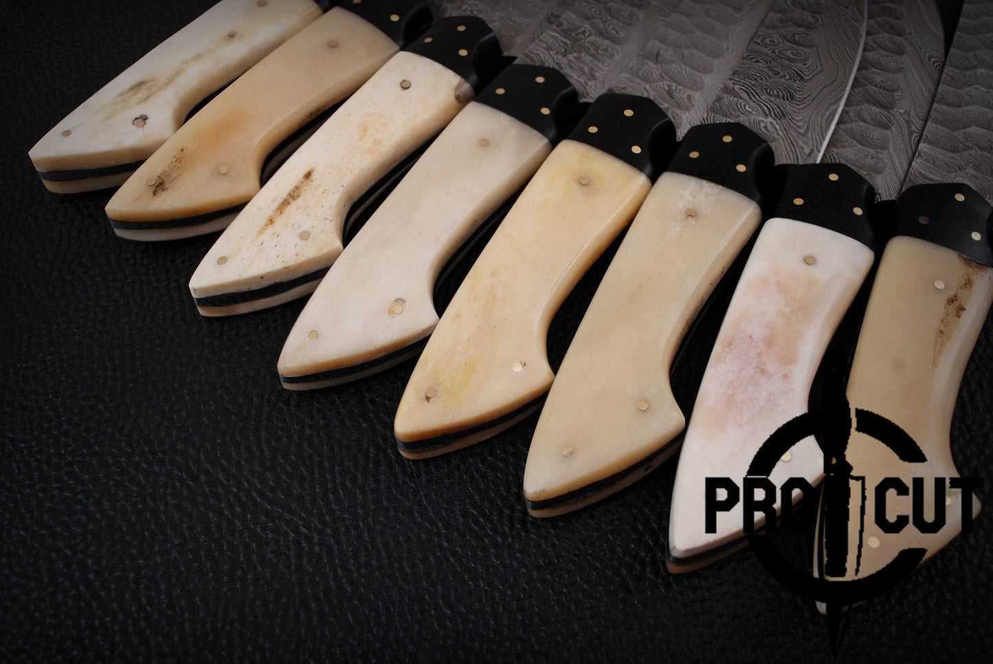 8 Pcs Damascus Steel Handmade Culinary Knives, Damascus BBQ Steak Knives Set