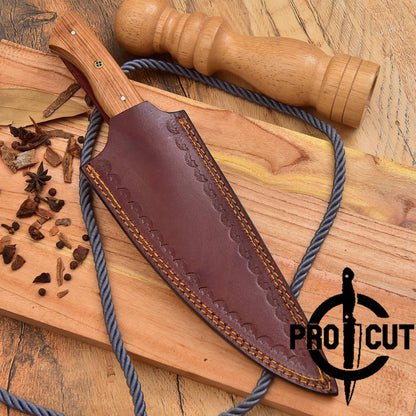 Pro Cut Custom Hand Forged Damascus Steel Chef Knife Olive Wood & G10 Micarta Handle