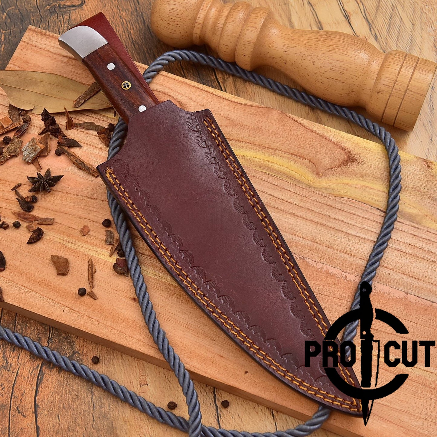 Pro Cut Custom Handmade Damascus Steel Full Tang Chef Knife