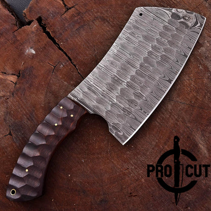 Pro Cut Handmade Damascus Steel Premium Full Tang Cleaver Knife , Heavy Duty Meat Chopper