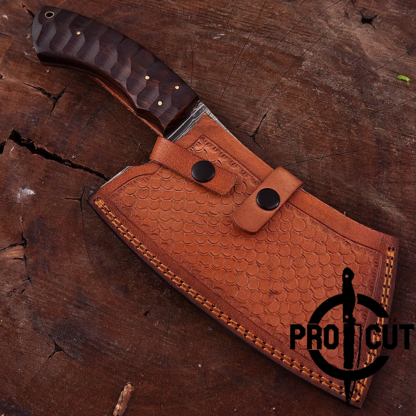 Pro Cut Handmade Damascus Steel Premium Full Tang Cleaver Knife , Heavy Duty Meat Chopper