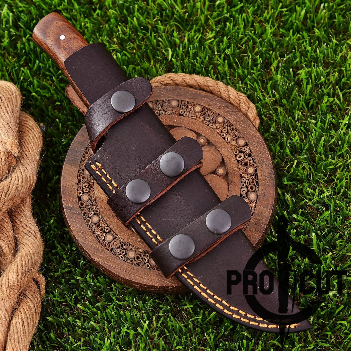 Pro Cut Ironwood Guardian - Handmade Damascus Steel Fixed Blade Camping Knife with Rosewood Handle