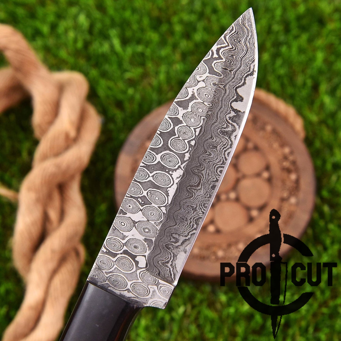 Pro Cut Ironwood Guardian - Hand Forged Drop Point Damascus Steel Camping Skinner Knife with G10 Black Micarta Handle
