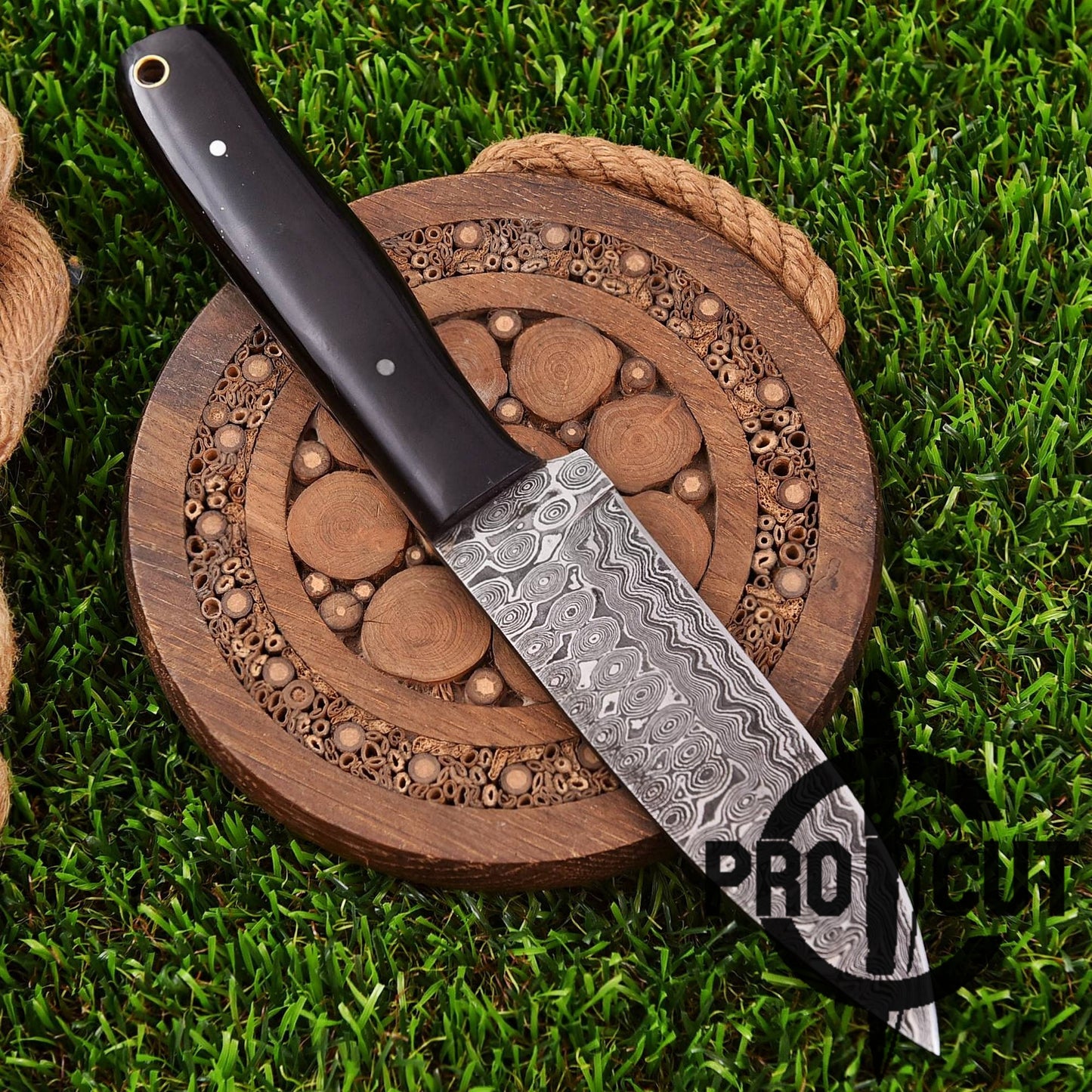 Pro Cut Ironwood Guardian - Hand Forged Drop Point Damascus Steel Camping Skinner Knife with G10 Black Micarta Handle