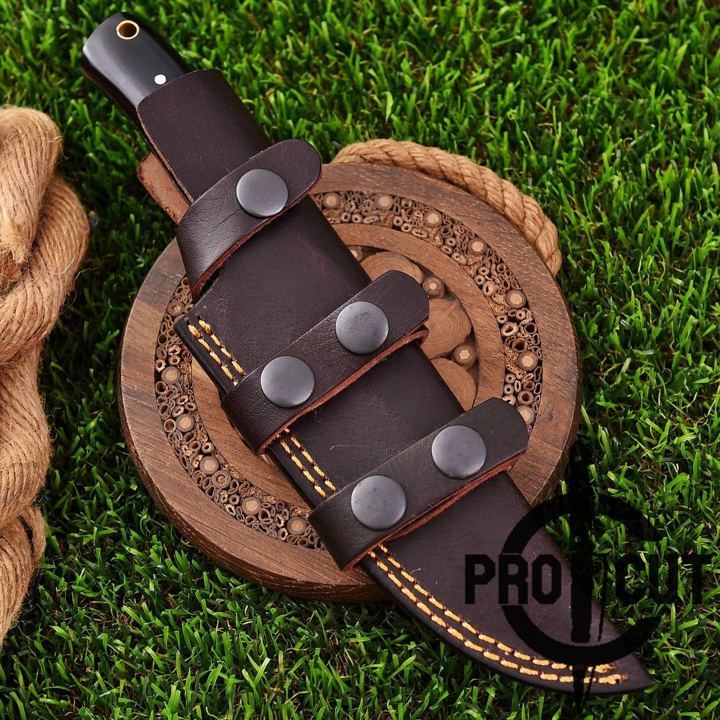 Pro Cut Ironwood Guardian - Hand Forged Drop Point Damascus Steel Camping Skinner Knife with G10 Black Micarta Handle